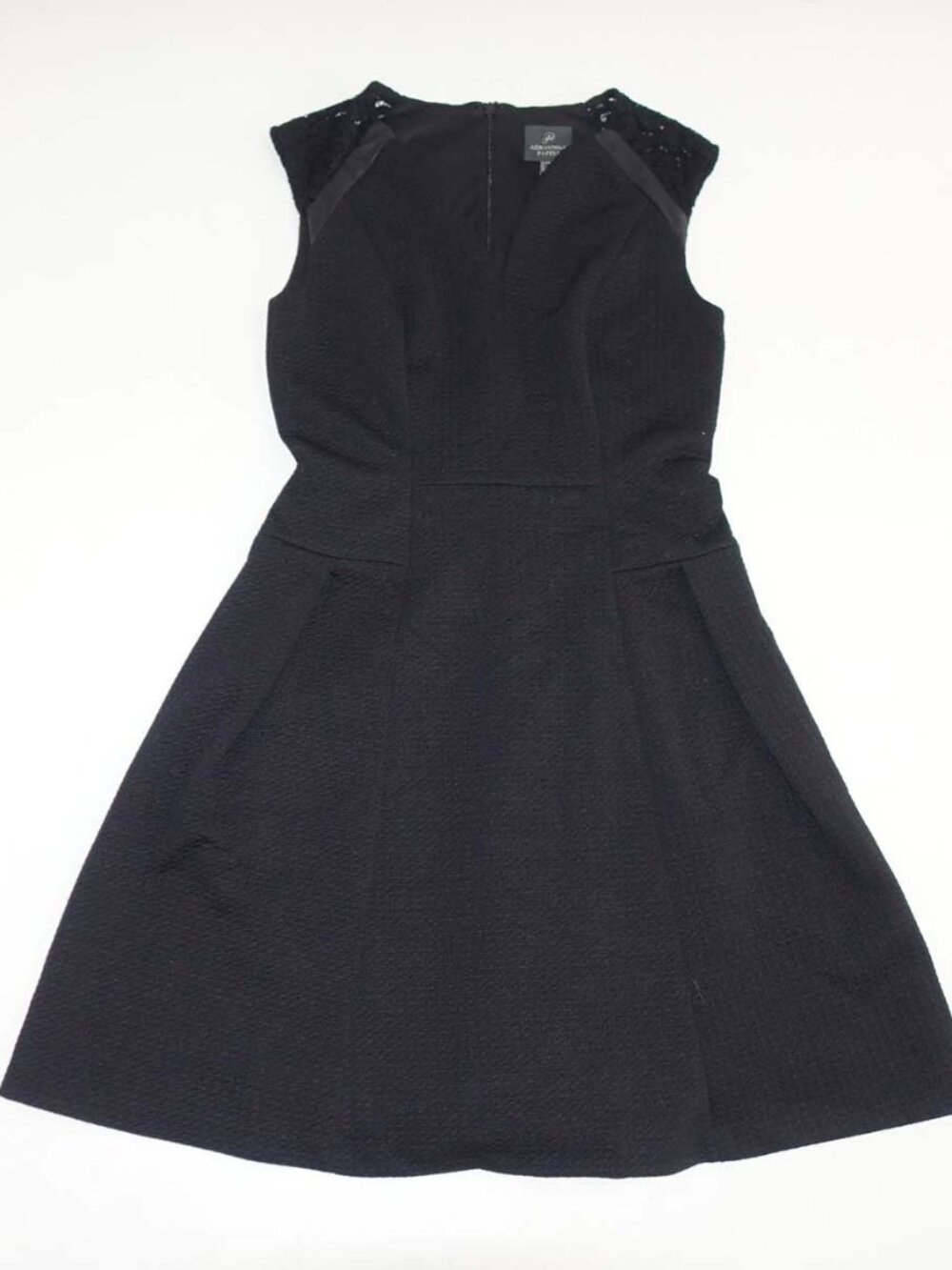 Adrianna Papell Women's Sleeveless Fit & Flare Dress Size 6 Black Lace Shoulders